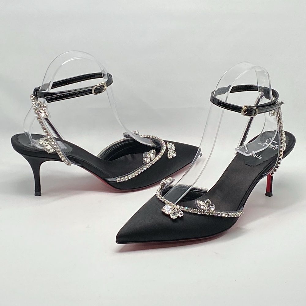 Christian Louboutin Marykate Queen Crystal-Embellished Satin Pumps size 37.5